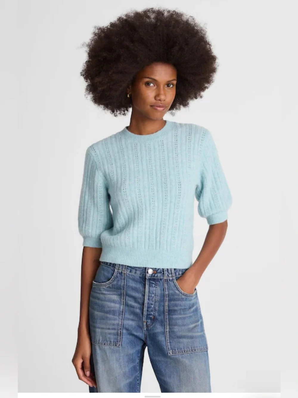 Madewell CloudSoft Short Sleeve Sweater size small